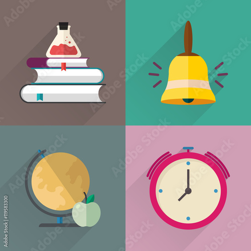 back to school flat icon set mini
