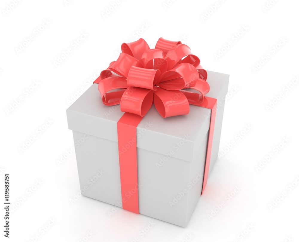 Obraz premium gift box with bows isolated on white. 3d rendering.