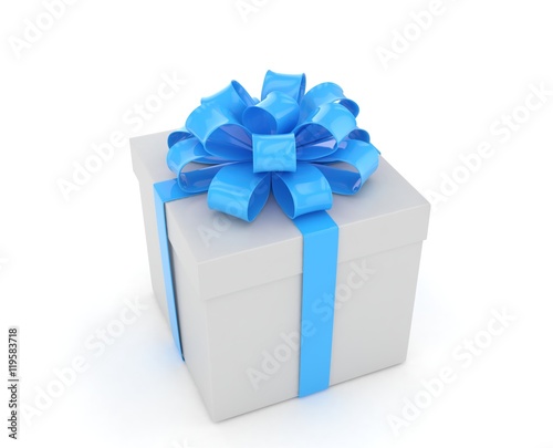 gift box with bows isolated on white. 3d rendering. © Natalia Merzlyakova