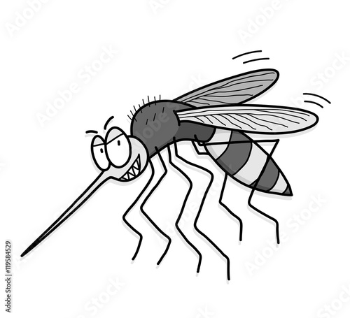 Mosquito, A hand drawn vector illustration of a flying mosquito.