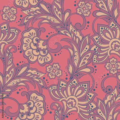 Floral Pattern in Indian Batik Style