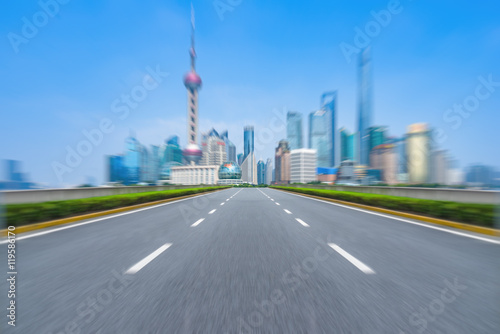 inner city road，shanghai,china.