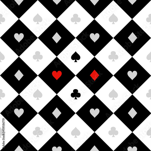 Card Suits Black White Chess Board Diamond Background Vector Illustration