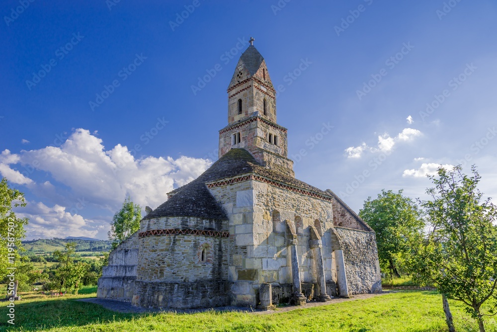 Densus Christian Church ( Saint Nicholas' Church), Dacian and Roman temple, in  Densus village, Hunedoara,  Hateg, Romania.
