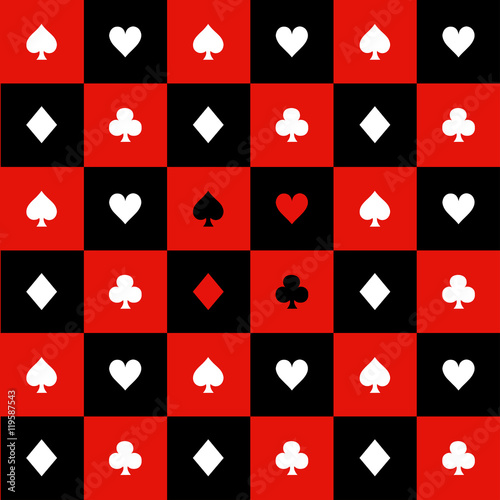 Card Suits Red Black White Chess Board Background Vector Illustration