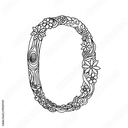Number 0 coloring book for adults vector