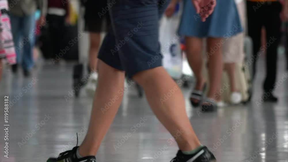 This video is about Low View of Travelers are walking with luggage in airports, G This video is about Low View of Travelers are walking with luggage in airports, G