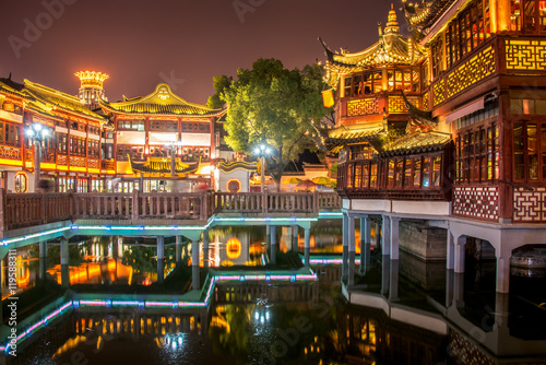 Photography City God Temple of Shanghai at night