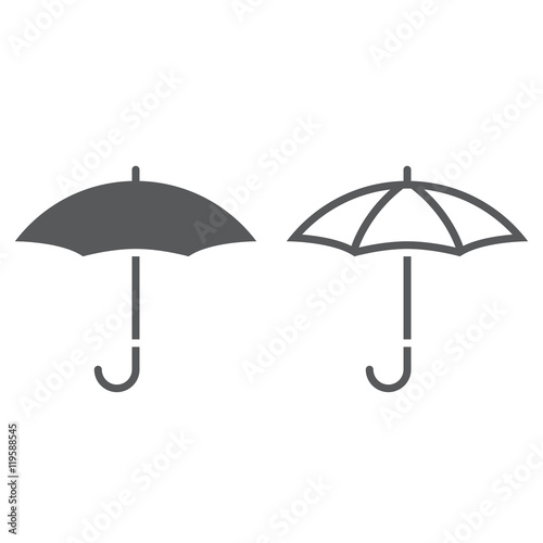 Umbrella line icon, outline and solid vector sign, linear and full pictogram isolated on white, logo illustration