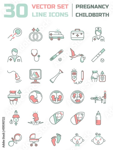 Set of icons in flat and line design.