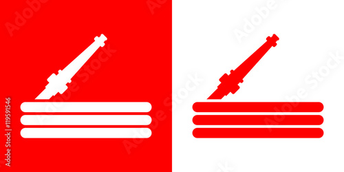  Icono plano manguera horizontal rojo