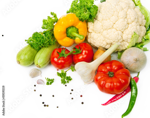 Vegetables on a white background