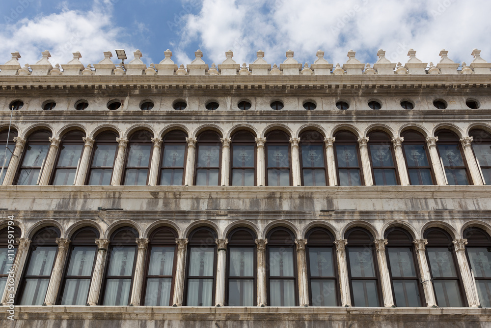 Arcades of the facade on Piazza San Marco in Venice
