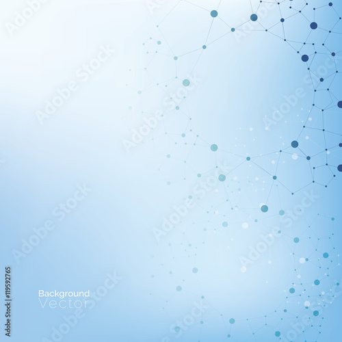 Abstract gradient light blue background with molecular pattern