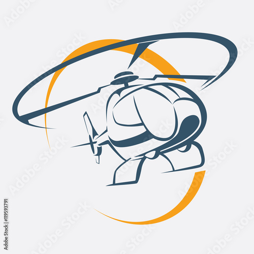 helicopter icon, stylized vector symbol