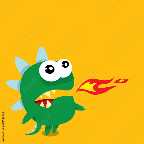 Vector cartoon funny dragon. Cartoon Dinosaur.