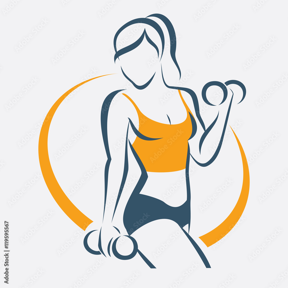 Fototapeta active woman doing fitness symbol, sport concept
