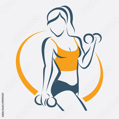 active woman doing fitness symbol, sport concept