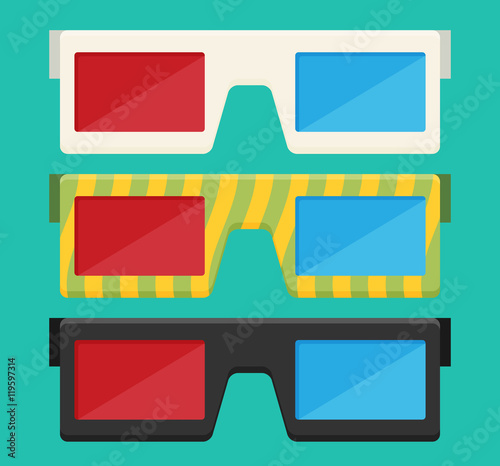 3D glasses vector illustration of flat.