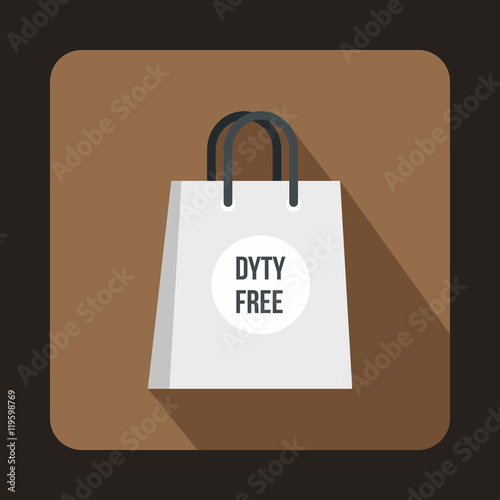 Duty free shopping bag icon in flat style isolated with long shadow