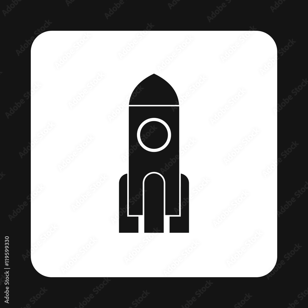 Space rocket icon in simple style isolated on white background. Aircraft symbol
