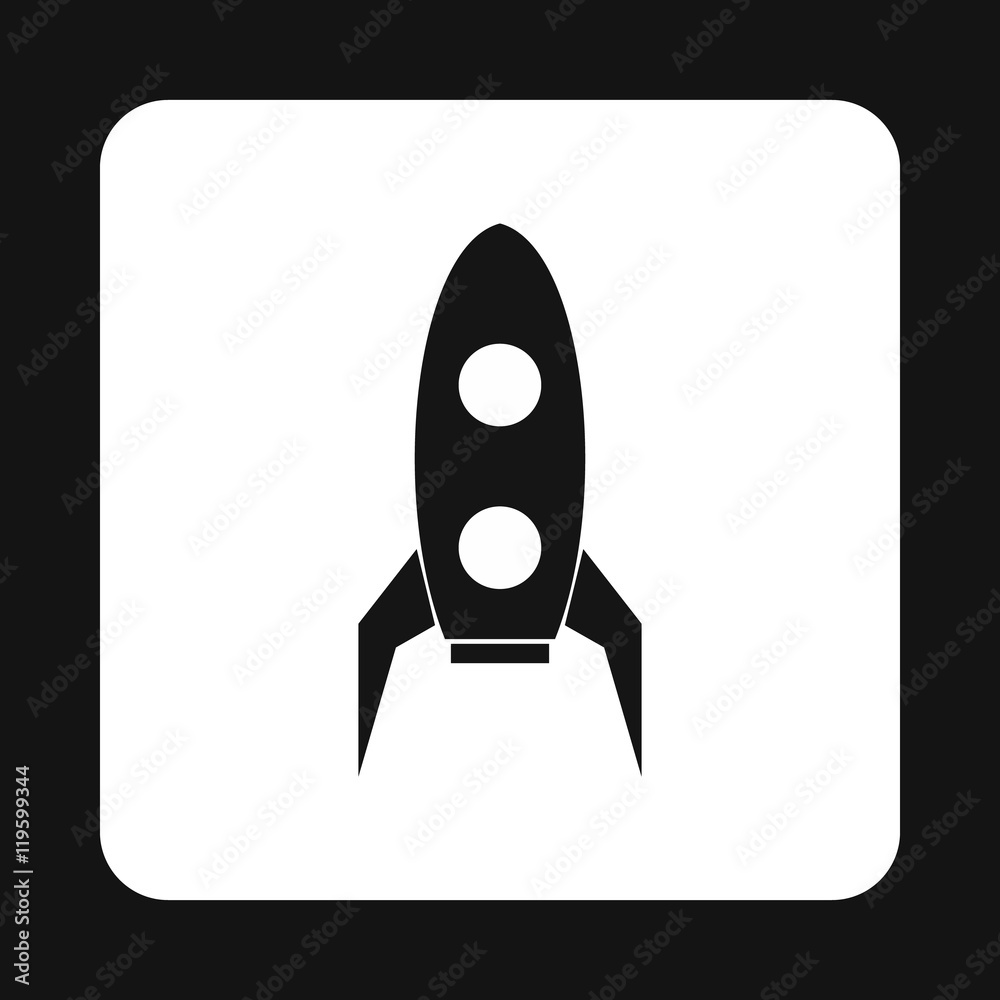 Little rocket icon in simple style isolated on white background. Aircraft symbol Little rocket icon in simple style isolated on white background. Aircraft symbol