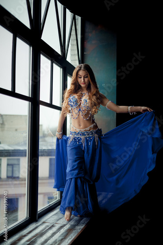 Belly Dancer in a blue dress