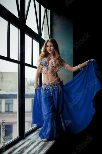 Belly Dancer in a blue dress