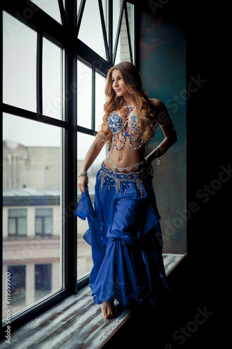 Belly Dancer in a blue dress