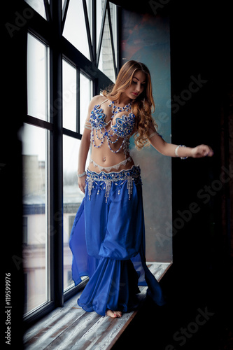 Belly Dancer in a blue dress