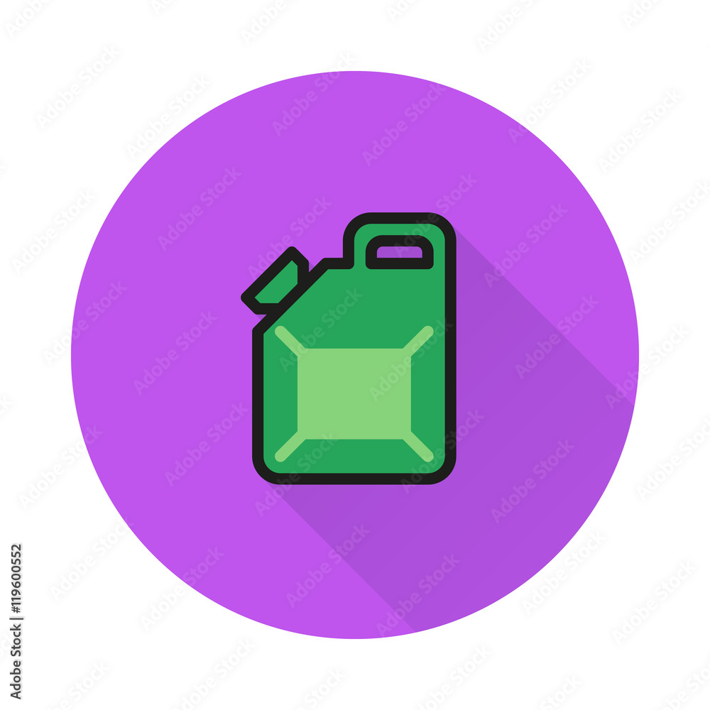 Jerrycan icon on round background Jerrycan icon on round background