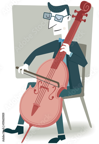 Cellist. Retro style illustration of a musician playing the cello.