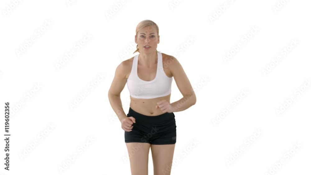 athletic woman running with white background athletic woman running with white background