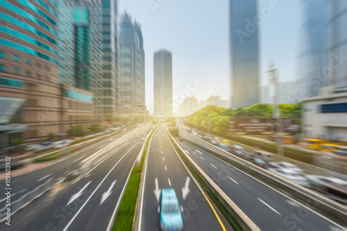 City road with moving car tianjin china.