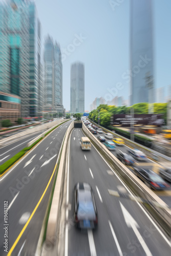 City road with moving car tianjin china.