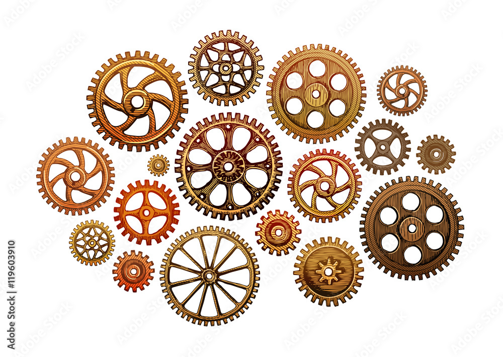 Set of gear wheels. Industry. Vector illustration Set of gear wheels. Industry. Vector illustration