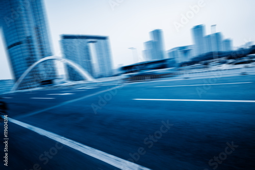 City road with moving car,tianjin china. © kalafoto