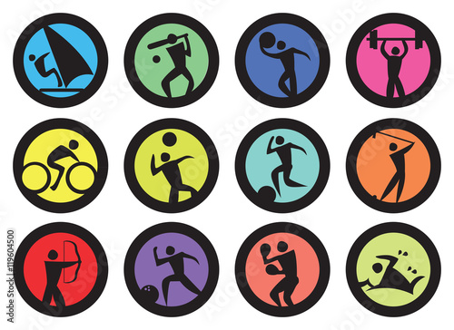 Round Badge for Sports Vector Icon Set