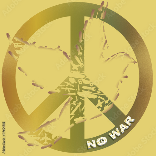 No war, a call for peace, vector poster. Sign in Pacifica noise processing. The poster on the day of peace. print on t-shirt. Dove of peace.