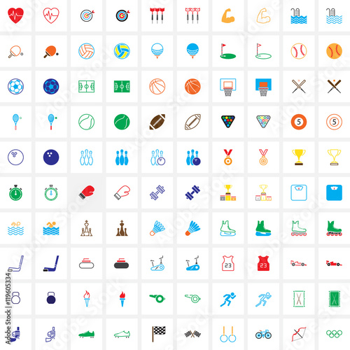 sport line and full icons set, outline and solid vector symbol collection, linear pictogram pack isolated on white for web and mobile, logo illustration