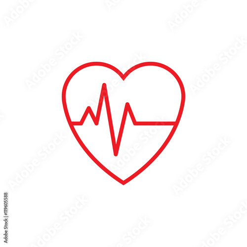 heart beat pulse line icon, outline vector logo illustration, linear colorful pictogram isolated on white