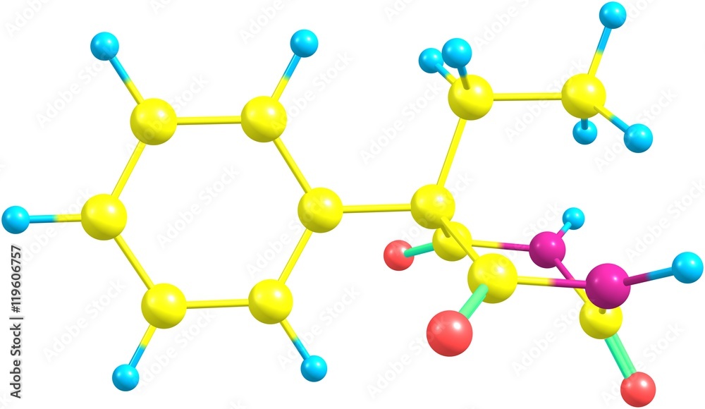 Phenobarbital molecular structure isolated on white Phenobarbital molecular structure isolated on white