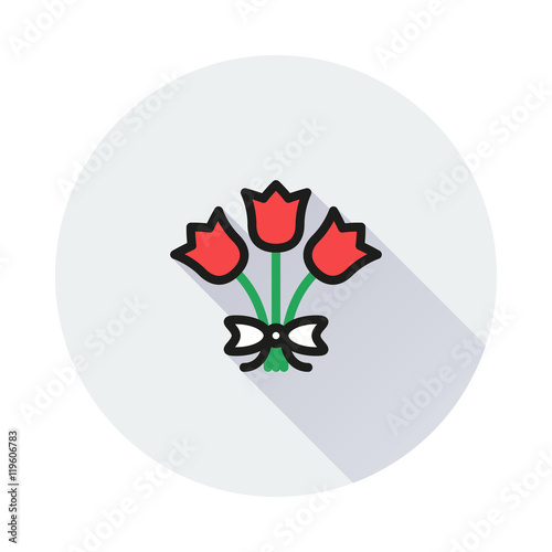 Bouquet of beautiful flowers on round background