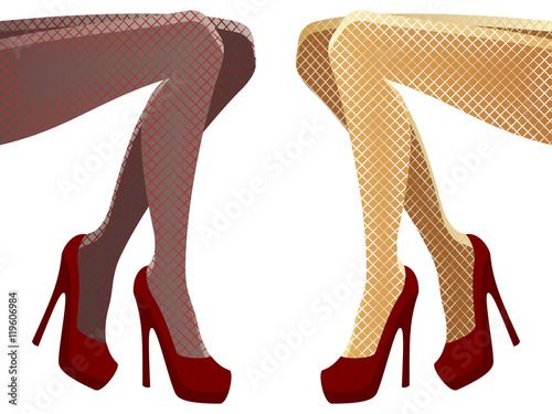 Sexy legs on high heels, vector illustration.
