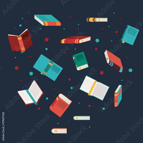 books set read library literature learning knowledge icon. Colorful design. Vector illustration