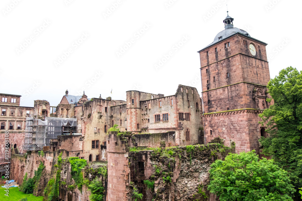Ruins of Heidelberg Castle at Heidelberg Germany. Important historical site remains from the past.