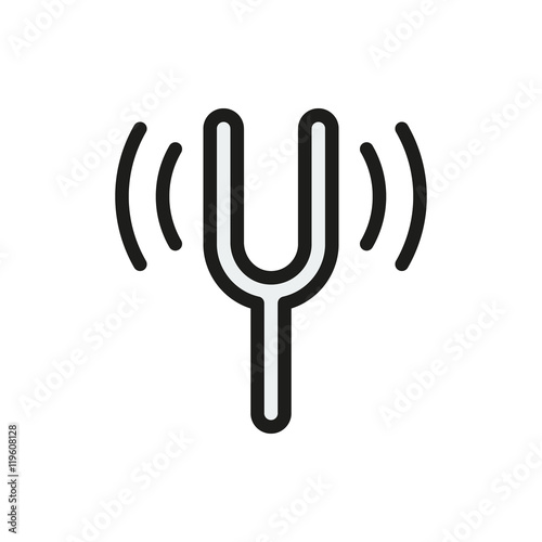 Camertone tuning fork icon on white background