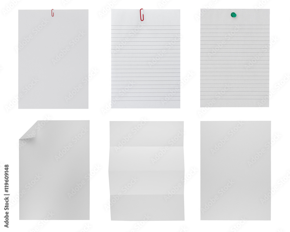 set of white paper blank on white background. set of white paper blank on white background.
