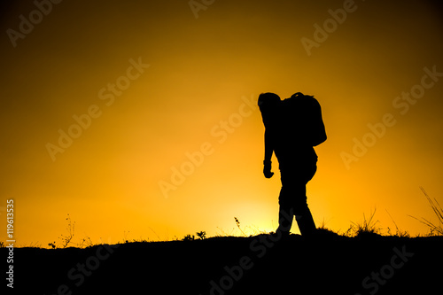 silhouette of man in the mountainous area athletes © mehmetcan