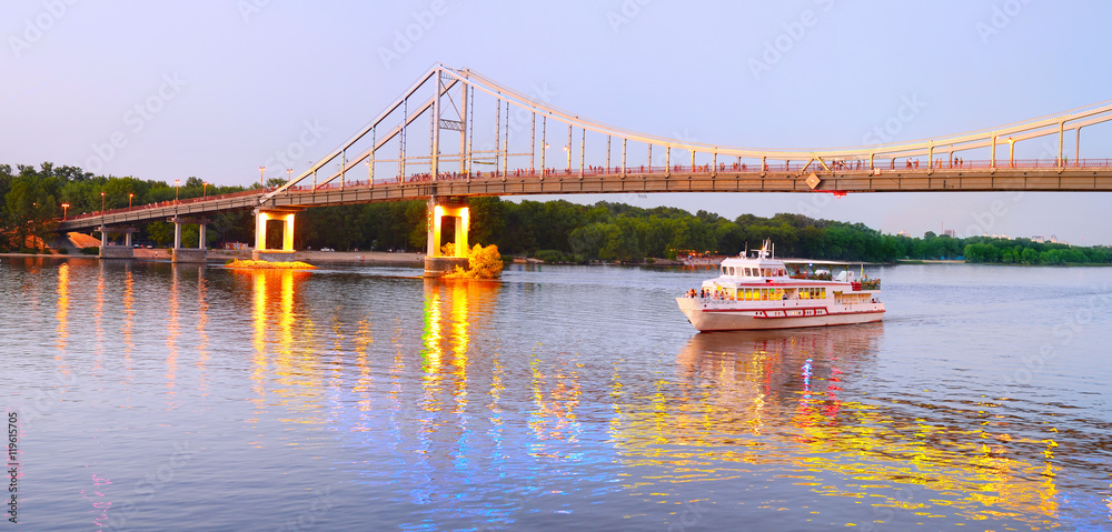 Naklejka premium Pedestrian bridge. Kiev, Ukraine.